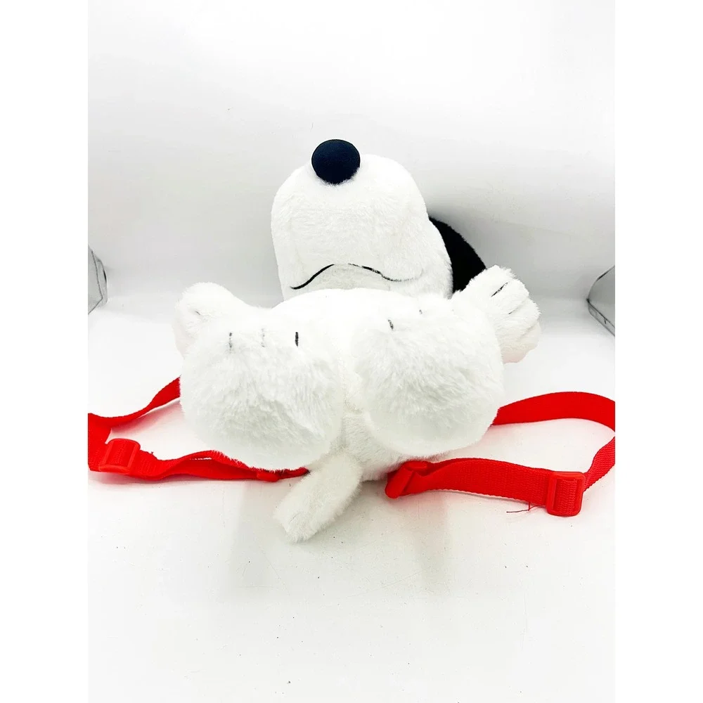 Peanuts Snoopy Plush Backpack Plush Red Straps Zipper Bag